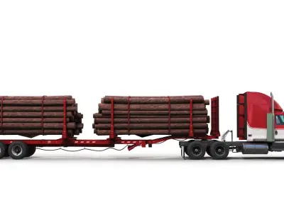 International LoneStar logger semitruck Low-poly 3D model