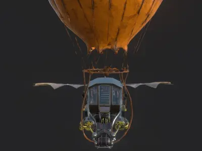 Steampunk AirShip Low-poly 3D model PBR Low-poly 3D model
