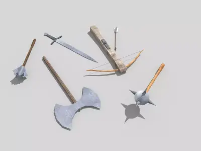 low poly medieval weapons pack 1 Low-poly 3D model