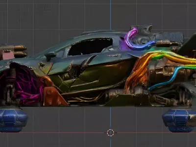 Wrecked Sci-Fi Hover Car - Post-Apocalyptic Flying Vehicle PBR Low-poly 3D model
