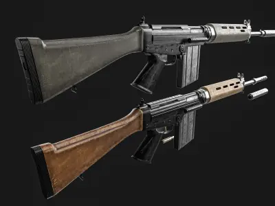 FN FAL Rifle Low-poly 3D model