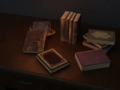 Old Books Asset Low-poly 3D model