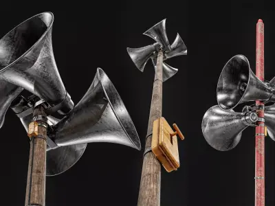 Military Alarm Pole Low-poly 3D model