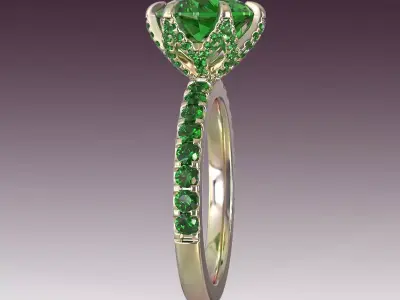 Ring Engagement 6 Prongs Pave 3D print model