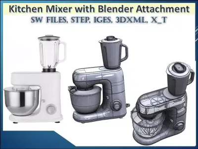 Kitchen Mixer with Blender Attachment 3D CAD Model 3D model