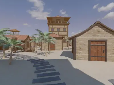 Desert Fortress Village 3D model