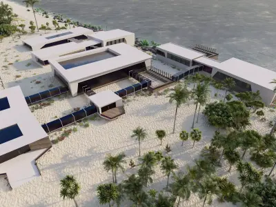 Cultural and recreational coastal complex 3D model