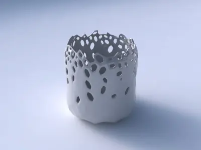 Bowl cylindrical with smooth crystal skin with holes 2 3D model