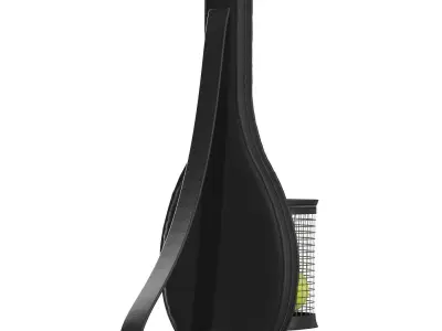 Black Leather Tennis Racket Bag 3D model