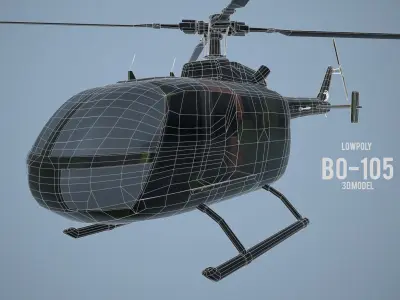 Lowpoly MBB BO-105 Low-poly 3D model