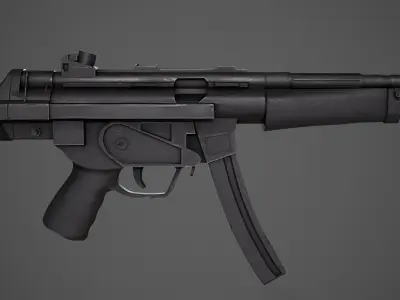 Realistic MP-5 model  Low-poly 3D model