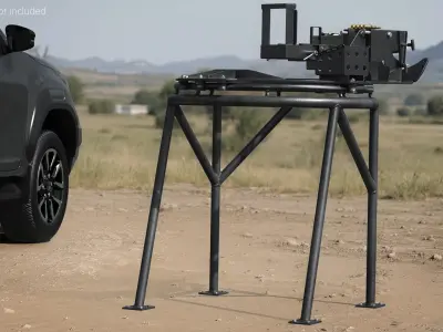 Vehicle Mounted Machine Gun Ring Mount Rigged for Cinema 4D 