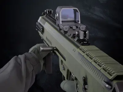 DF 122 Shotgun With Hands And weapon Case Low-poly 3D model