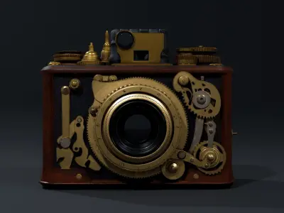 Industrial stylized camera vintage Low-poly 3D model