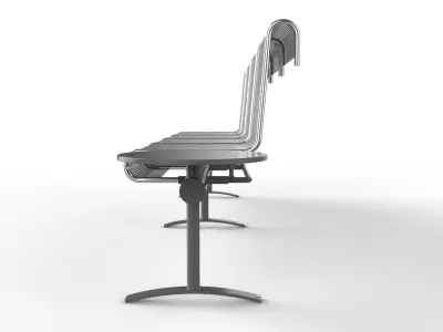 Waiting Room Chair 4 Seats with 1 side tables 3D model