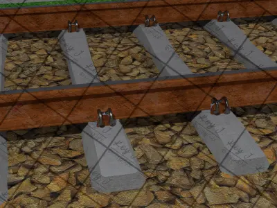 Prestressed concrete sleeper viaduct over a road PS-94 1435 60E1 3D model