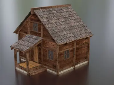 Wooden House C Low-poly 3D model