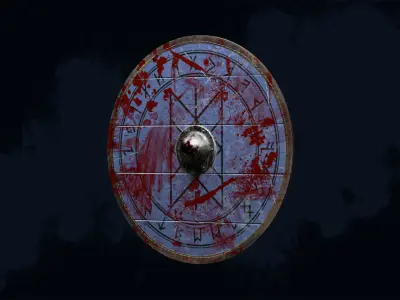 Viking Shield 6 - Bloody Low-poly 3D model