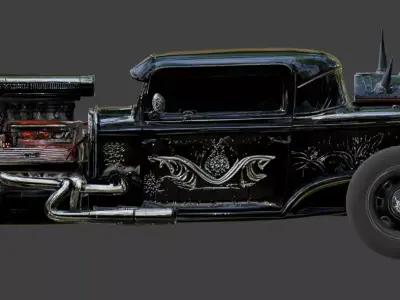 Gothic Spike-Back Coffin  Rod 3D Model Low-poly 3D model