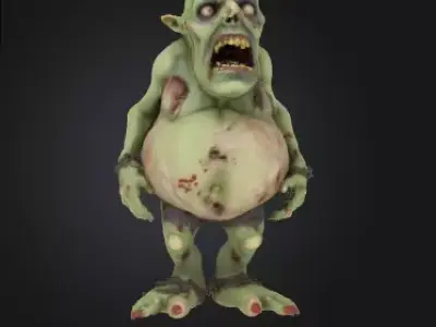 Zombie Dwarf 3D Model Realistic Horror Sculpture Free 3D print model