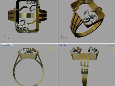 ANTIQUE JEWELRY RING 1 BIG EMERALD STONE 3D print model