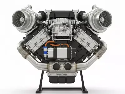 Twin-Turbocharged V-Engine Low-poly 3D model