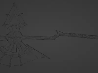 stylized golden fantasy axe Free low-poly 3D model