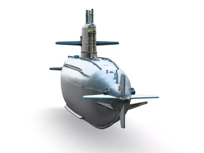 Realistic Modern Submarine Low-poly 3D model