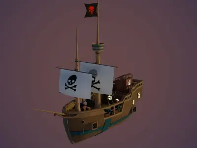 pireat ship boat Free low-poly 3D model