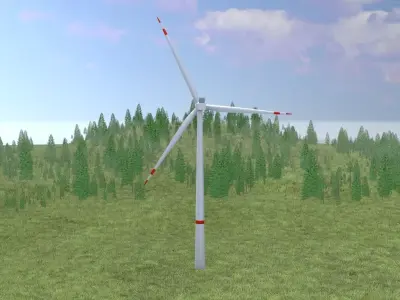 Wind turbine V1 H-138 RD 162 m with animation Low-poly 3D model