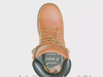 Heavy Duty Leather Work Boots with Protective Toe Low-poly 3D model