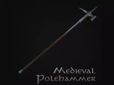 Medieval Polehammer Low-poly 3D model