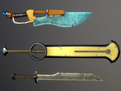 Set of fantasy swords Low-poly 3D model