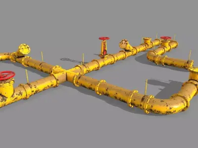 pipe set valve Low-poly 3D model