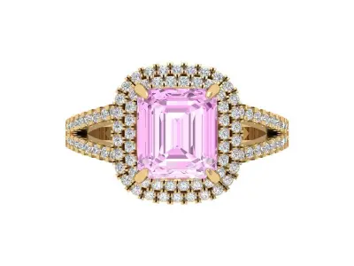 Emerald Art Deco Ring 3D print model 36