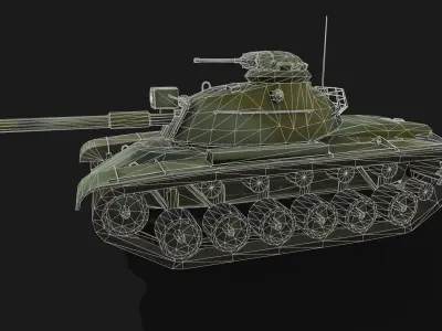 Tank M48 Patton Low-poly 3D model