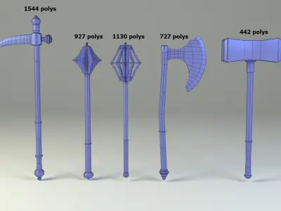 Medieval slavic weapons game asset  Low-poly 3D model