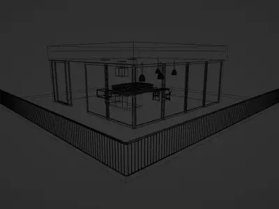 3D model Kitchen studio hall interior 3D model
