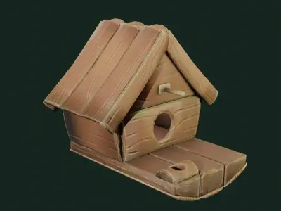 Stylized Bird House LOW POLY Low-poly 3D model