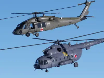 Military Helicopters Rigged And Animated - Game Ready 3D Model Pack