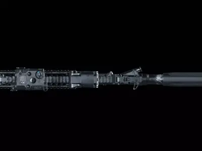 MK18 Assault Rifle Low-poly 3D model