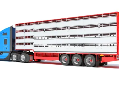 Truck with Animal Transporter Trailer 3D model order
