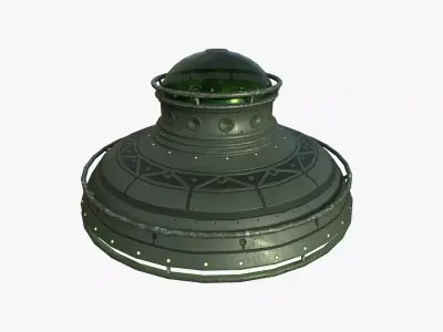 Alien Spaceship UFO F05 Dark Green - Sci Fi Spacecraft Design Low-poly 3D model