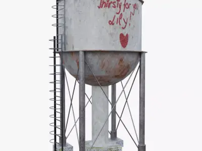 Abandoned Water Tower Low-poly 3D model