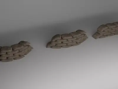 Sandbag Walls Fortifications  Low and Highpoly PBR Low-poly 3D model