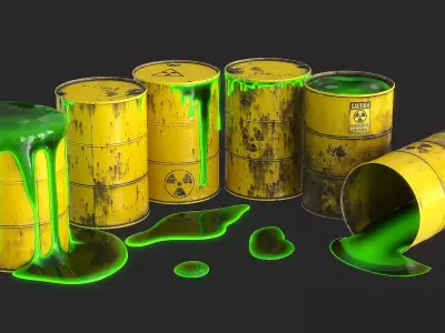 Toxic Waste Barrels Low-poly 3D model