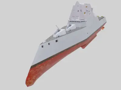 US NAVY USS Zumwalt DDG-1000 destroyer Low-poly 3D model