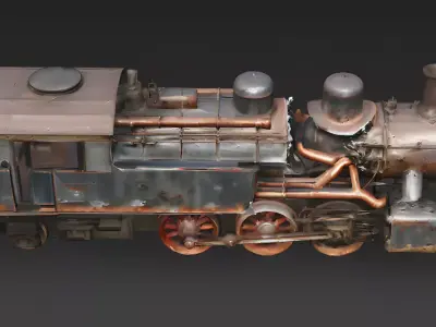Realistic Wrecked Steam Locomotive 3D Model Low-poly 3D model
