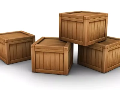 Stylized Wooden Crate Low-poly 3D model purchase