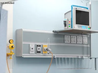 Hospital Bed Headwall System with Monitor and Suction Unit 3D model